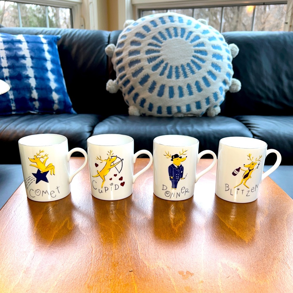 Like New Pottery Barn Reindeer Mugs, Set of Four